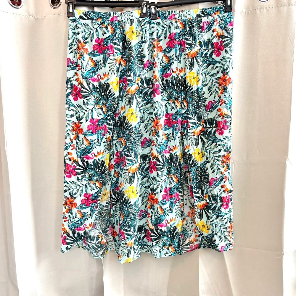 Cacique Womens Flamingo Midi Skirt Cover Up 26/28 Swim Tropical Floral 19952